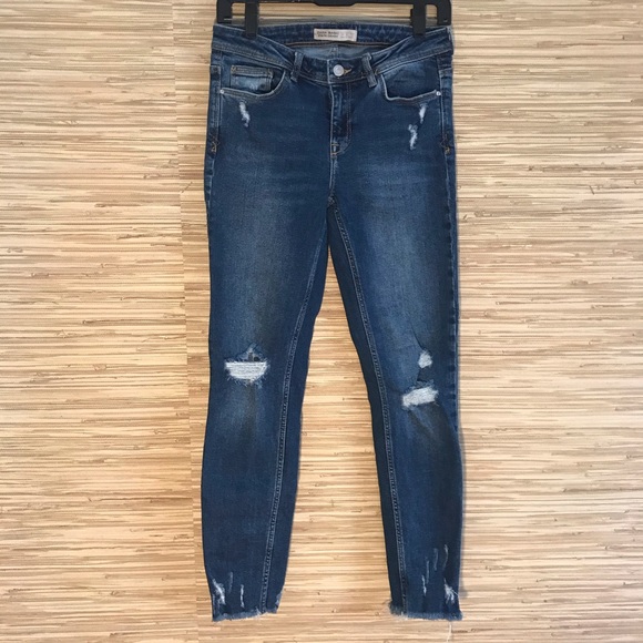 ZARA Z1975 Mid Rise Distressed Skinny Ankle Jeans - Picture 3 of 8